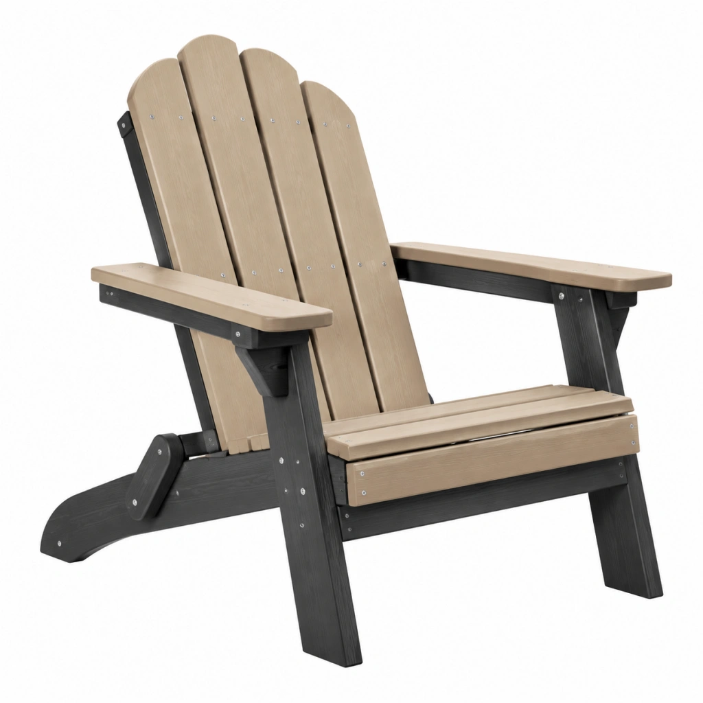 Adirondack Gartenstuhl 80 x 83 x 100 cm Kunststoff Beige Schwarz mit breiten Armlehnen