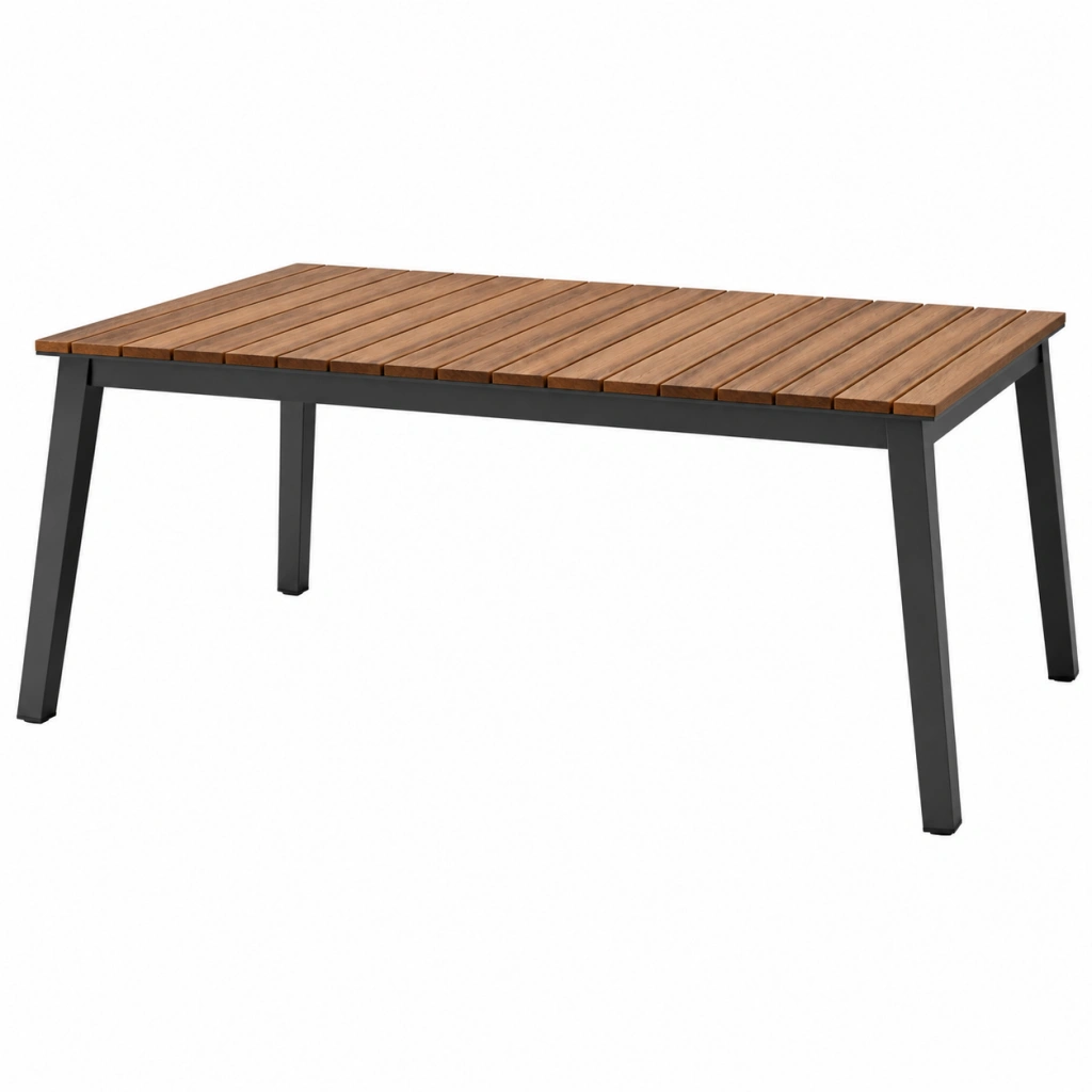 Gartentisch 200 x 100 x 75 cm braun schwarz Holz Metall rechteckig