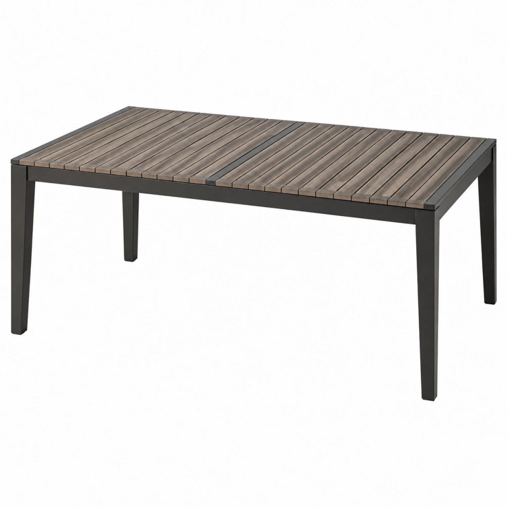 Rechteckiger Gartentisch 200 x 100 x 75 cm aus Holz und Metall Braun Schwarz