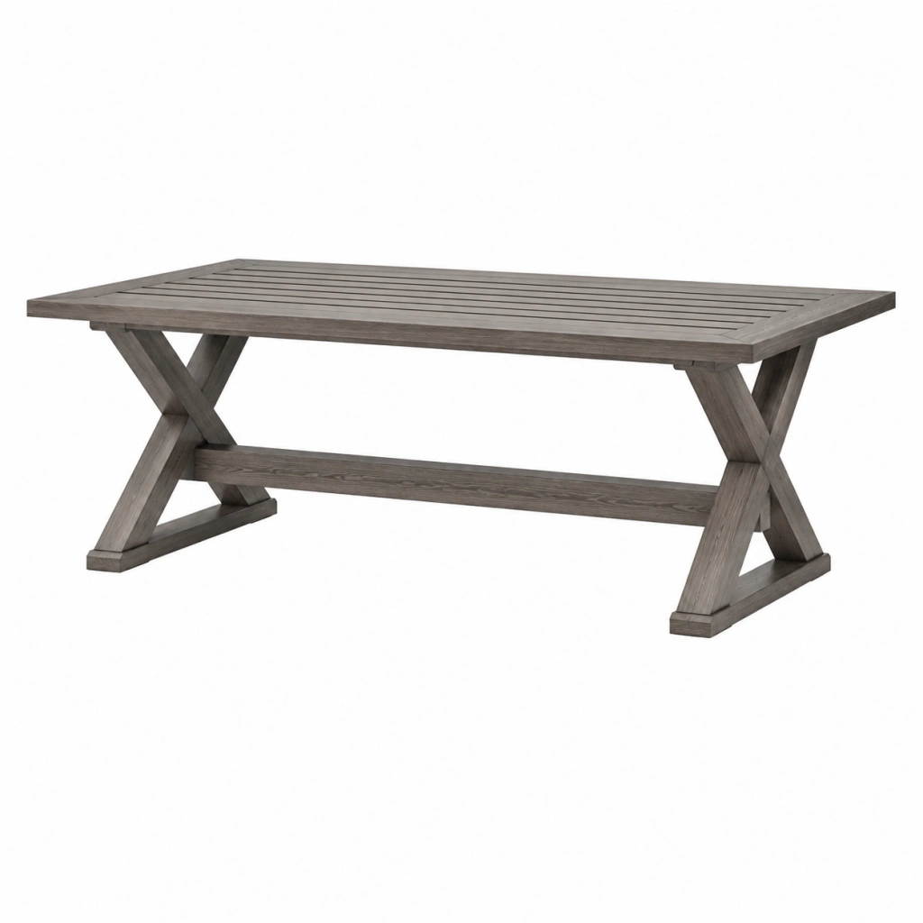 Gartentisch 180 x 90 cm aus Holz in Grau im Landhausstil