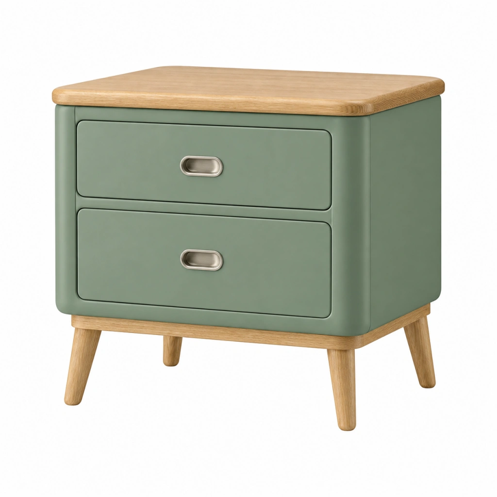Nachttisch 50 x 40 x 55 cm Holz Grün mit 2 Schubladen im Retro-Stil
