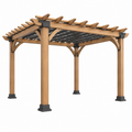 Pergola 300 x 300 x 230 cm aus Holz in Naturbraun mit Lamellendach für den Garten