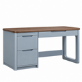 Schreibtisch 120 x 60 x 75 cm Holzwerkstoff Blau Braun mit 3 Schubladen