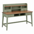 Schreibtisch 140 x 60 x 150 cm aus Holz Grün Braun mit Aufsatz und Schubladen