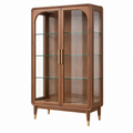 Vitrine 90 x 42 x 180 cm aus Holz und Glas in Walnussbraun mit Glastüren
