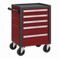 Werkzeugwagen 77 x 46 x 97 cm Stahl Rot Schwarz mit 5 Schubladen