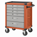 Werkstattwagen 76 x 46 x 96 cm aus Metall orange silber mit 6 Schubladen und Rollen