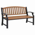 Gartenbank 120 x 63 x 88 cm Braun Schwarz Holz Metall mit Armlehnen
