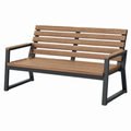 Gartenbank 120 x 60 x 85 cm aus Holz und Metall Braun Schwarz mit Rückenlehne