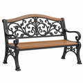 Gartenbank 122 cm Metall und Holz Schwarz Braun - 2-Sitzer im klassischen Stil